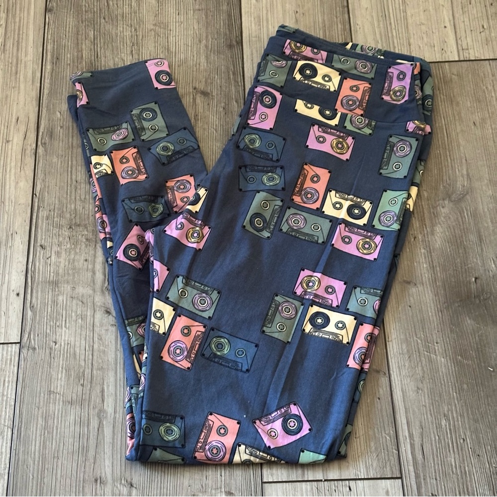 Lularoe Leggings Multi Color Cassette Tape Design